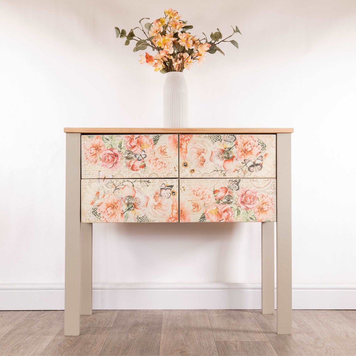 Vintage Pine Decoupage Console Table