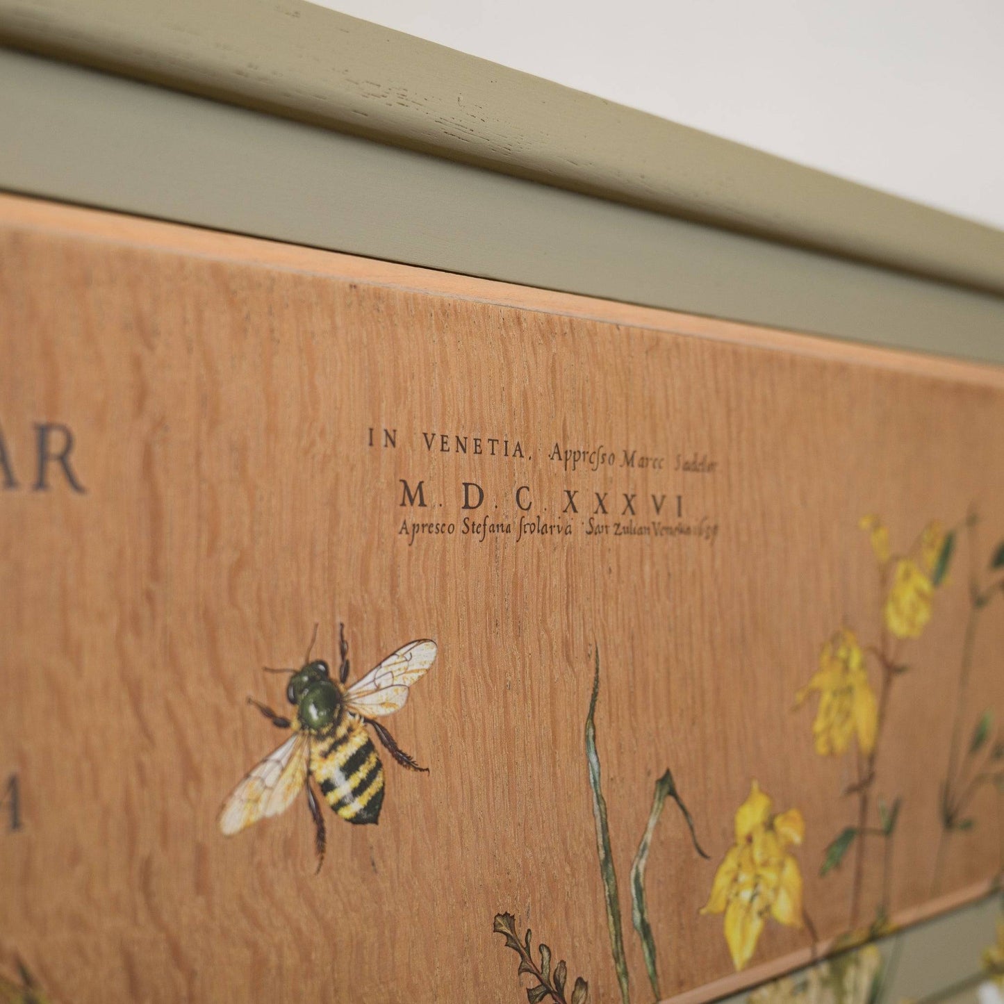 Vintage Upcycled Oak Chest of Drawers - Botanical Bee & Floral