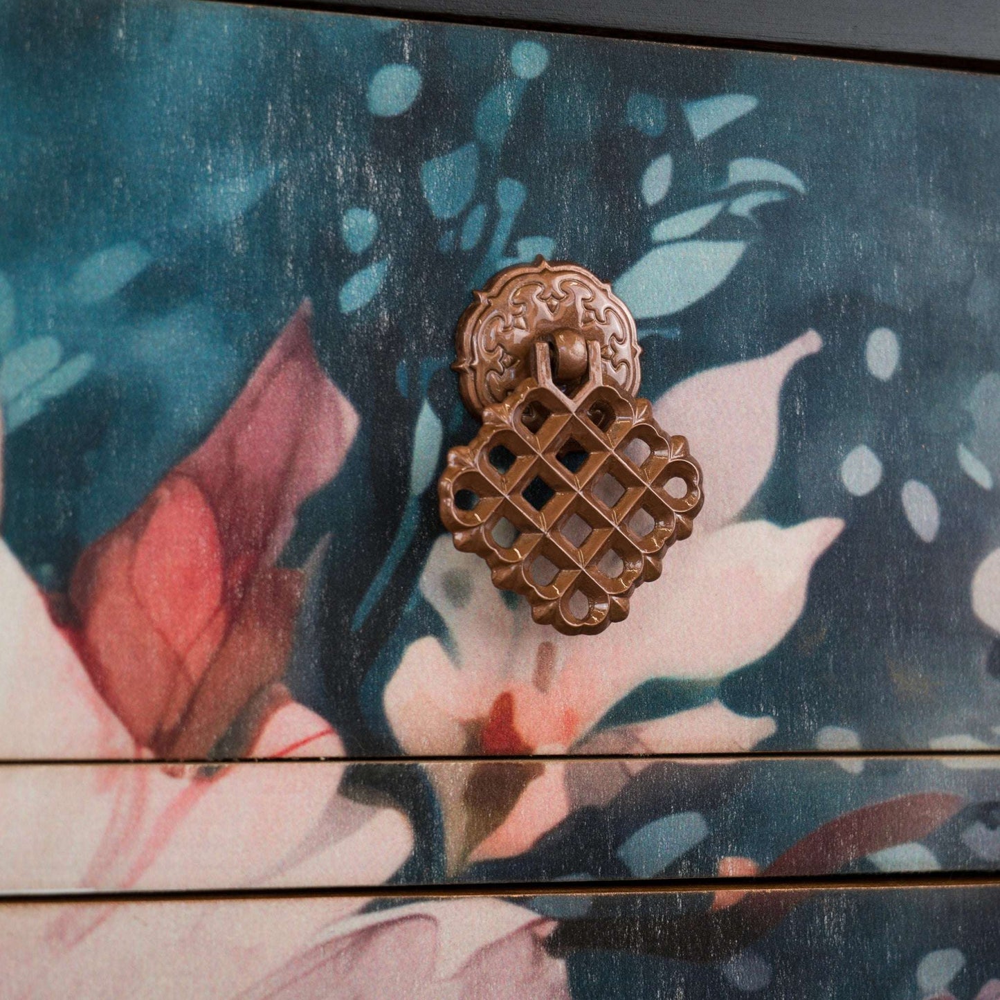 Vintage Upcycled Floral Decoupage Painted Chest of Drawers