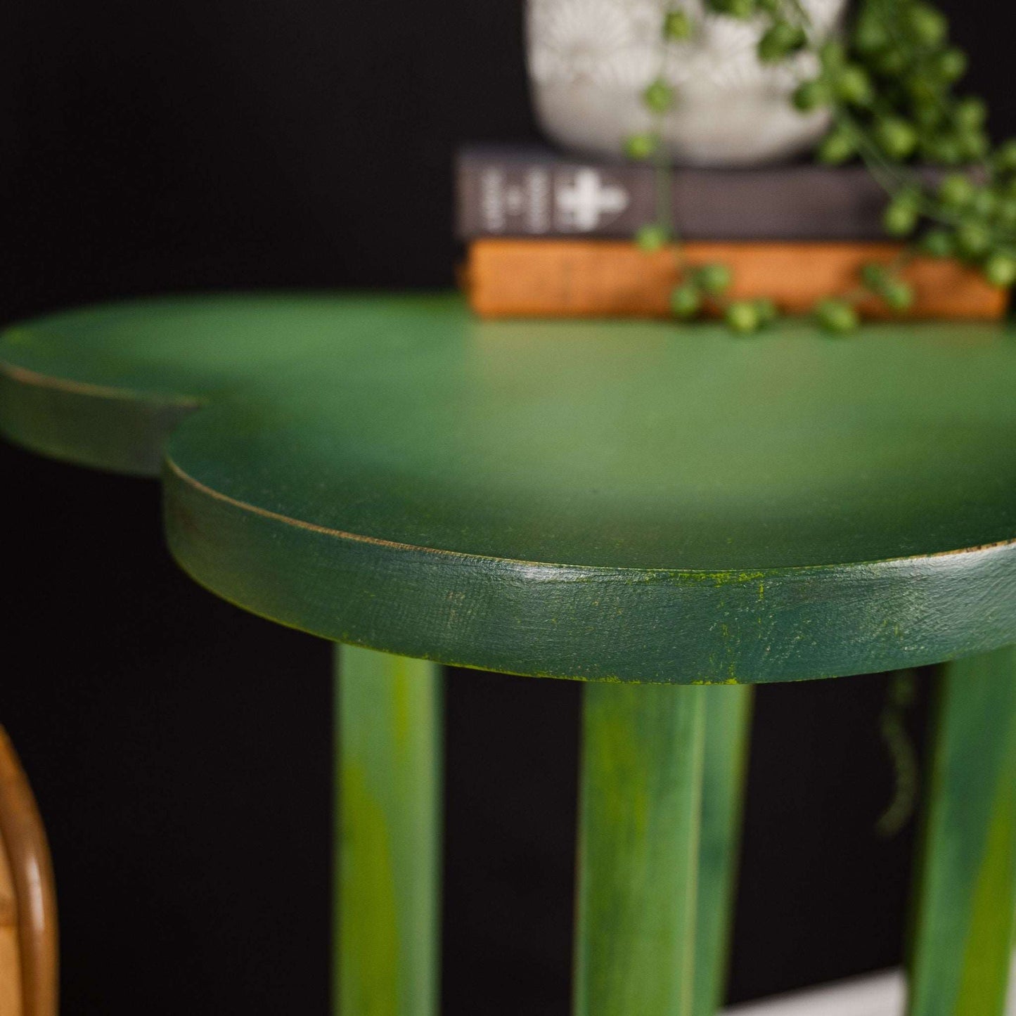 Rustic Green Plant Table Side Table