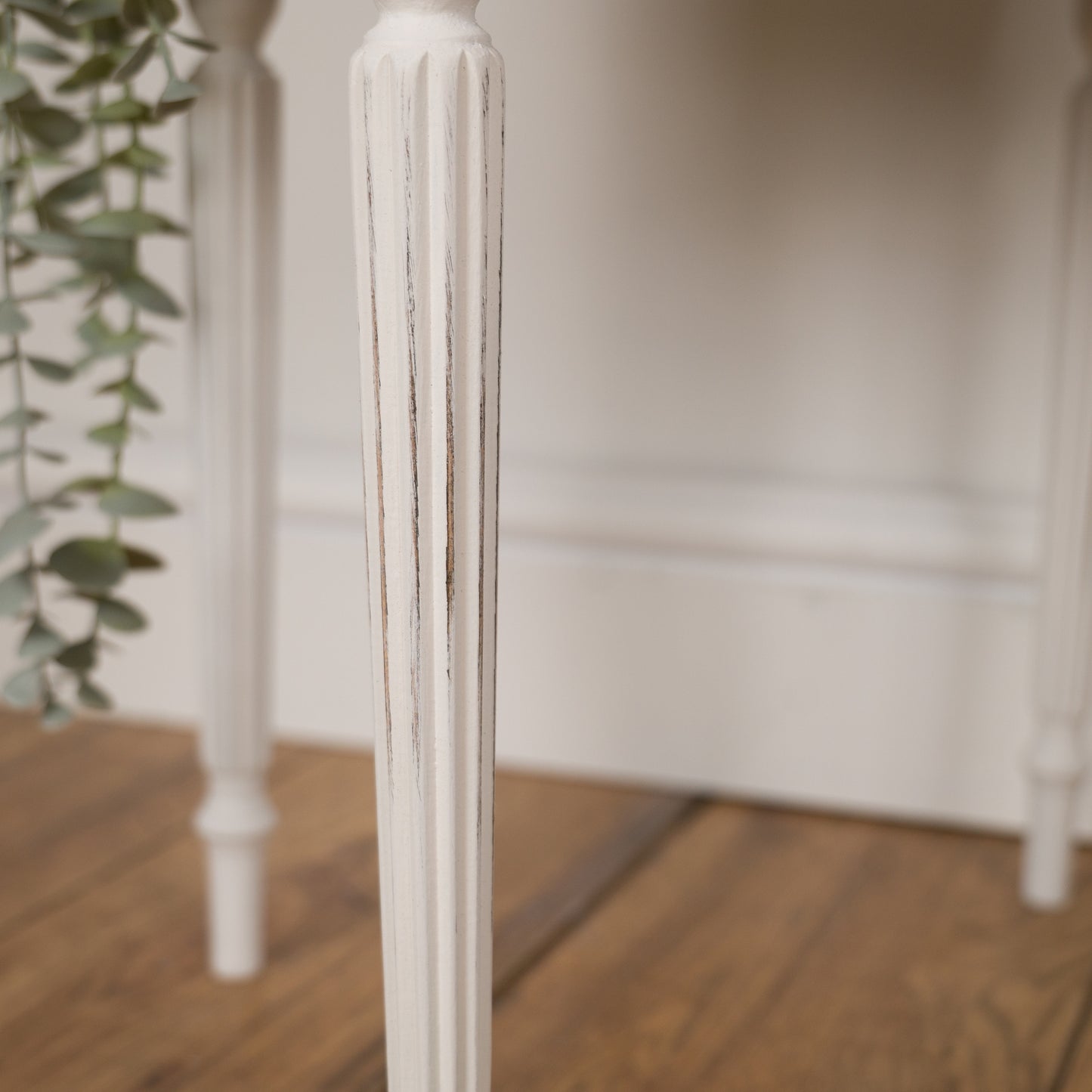 Pair of Vintage Upcycled Shabby Chic Side Tables with Botanical Glass Tops