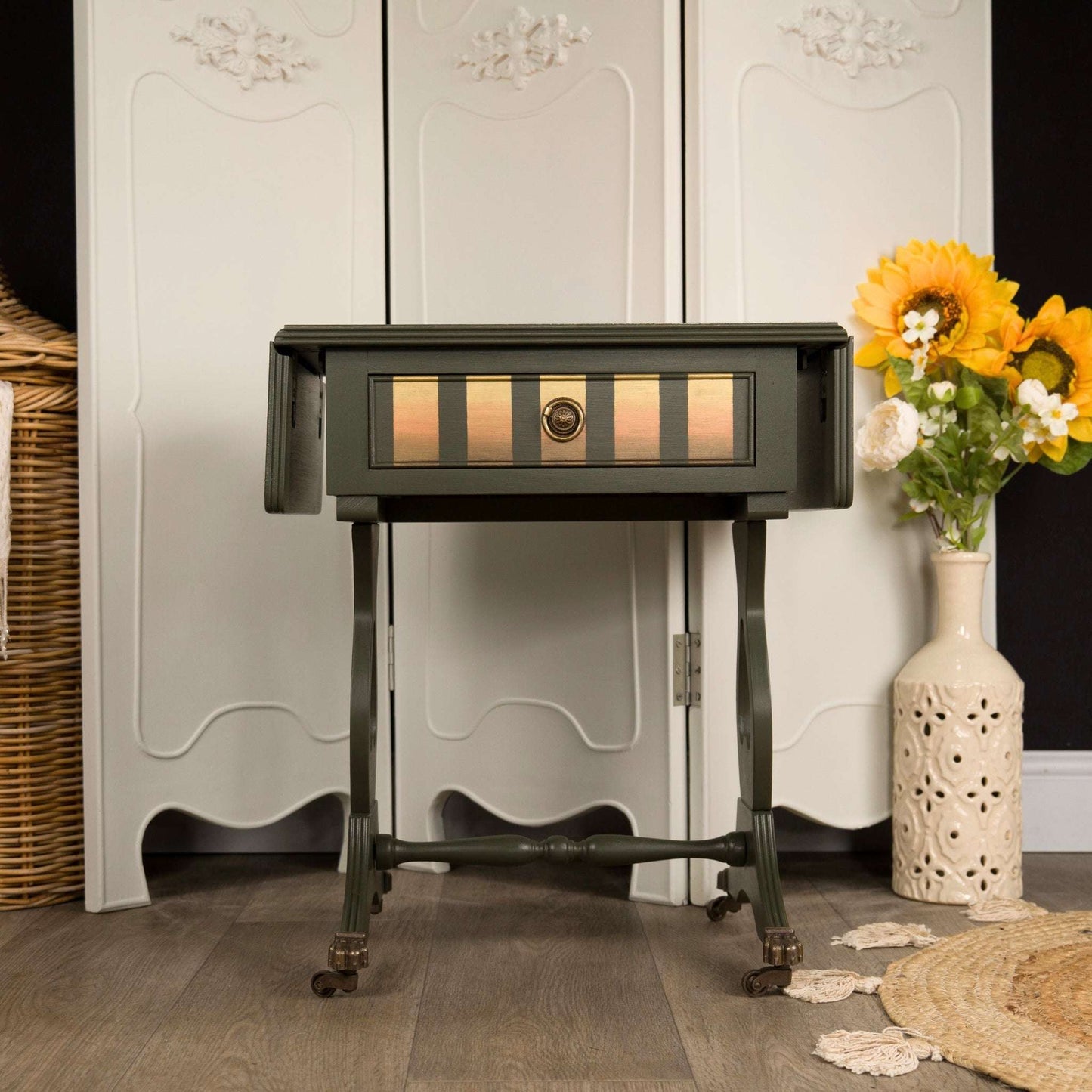 Upcycled Regency Style Drop Leaf Side Table