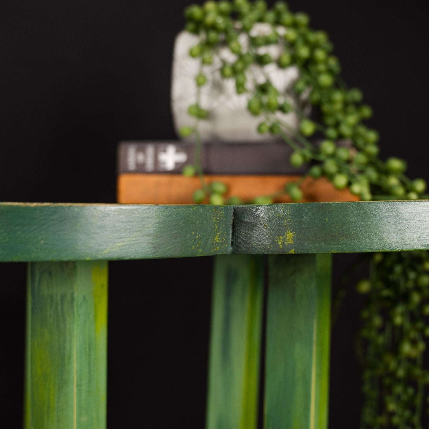 Rustic Green Plant Table Side Table