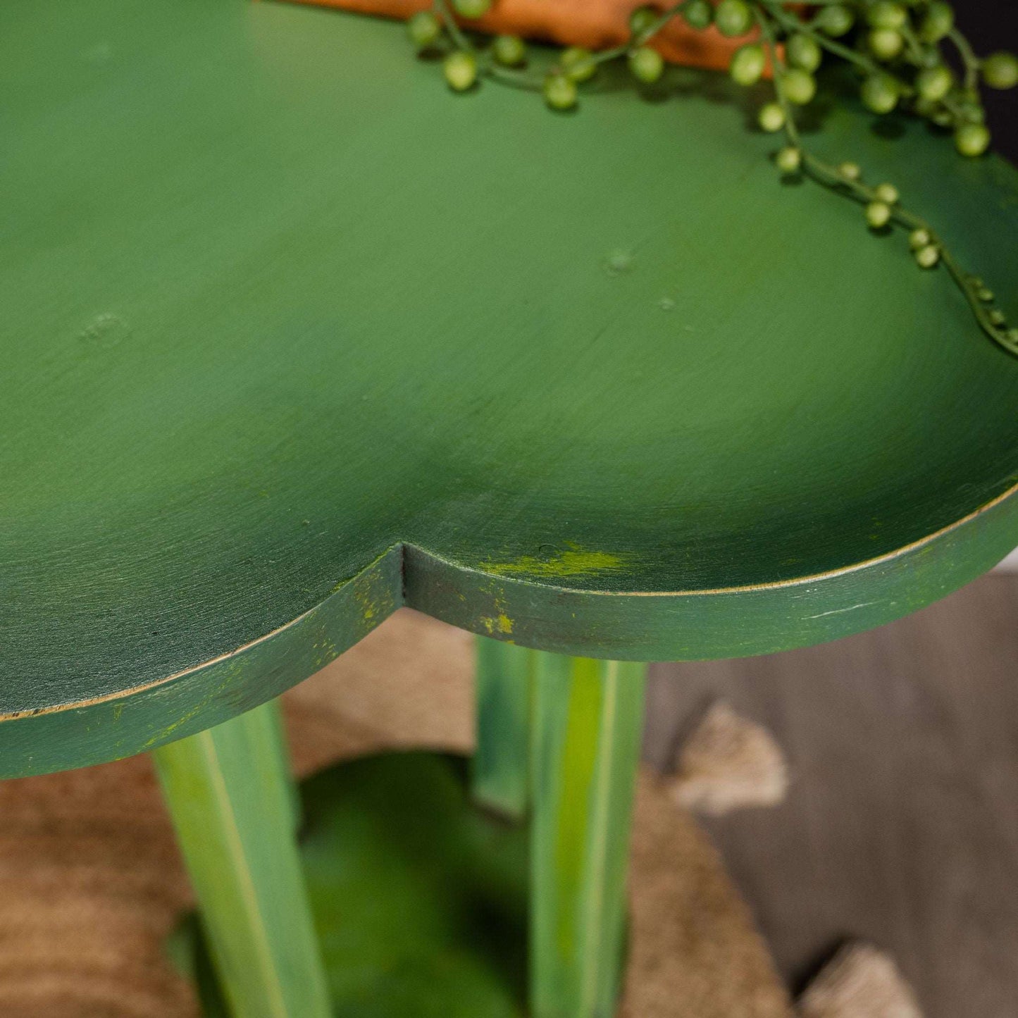 Rustic Green Plant Table Side Table