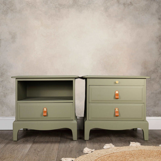 Pair of Green Stag Bedside Tables