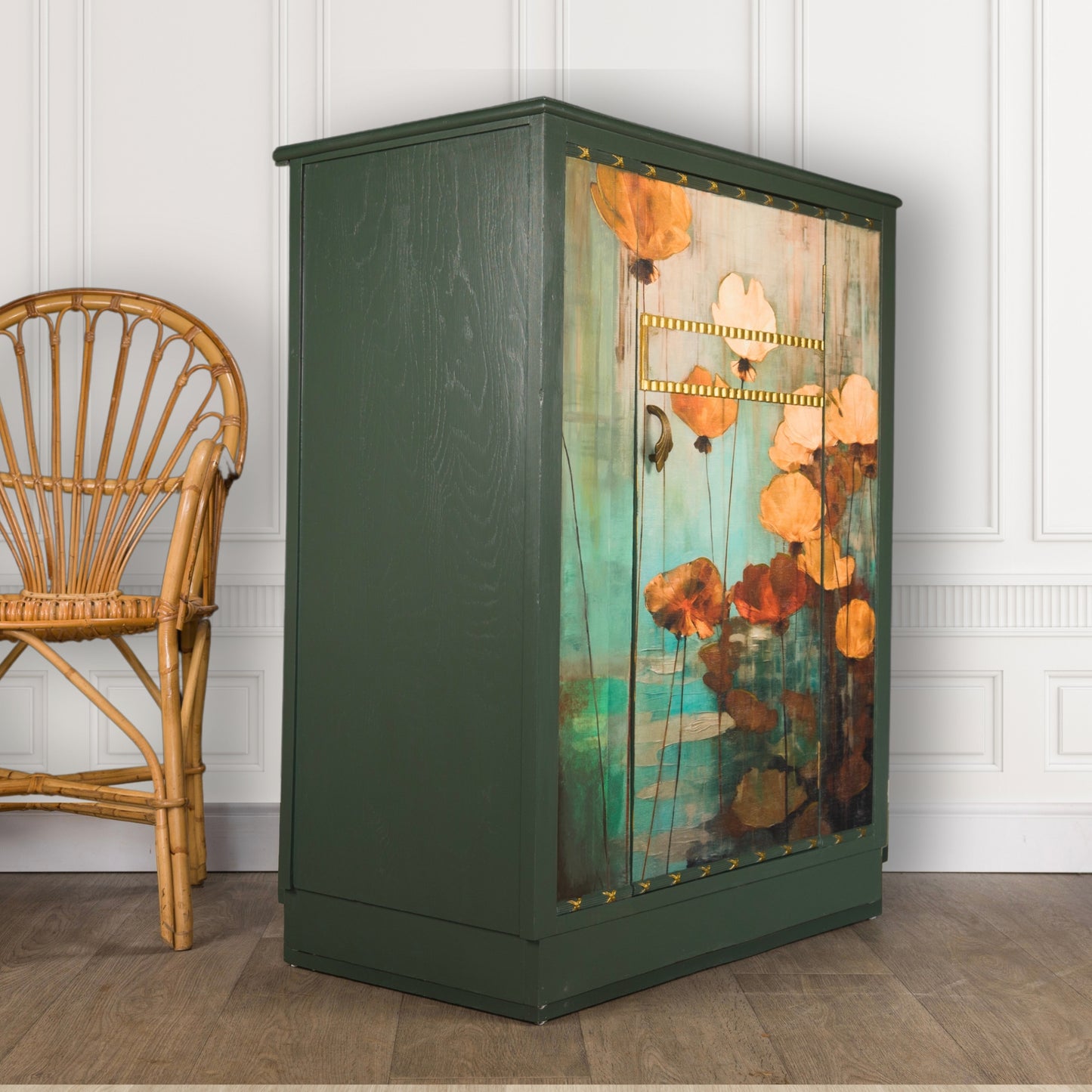 Upcycled Vintage Oak Decoupage Cabinet