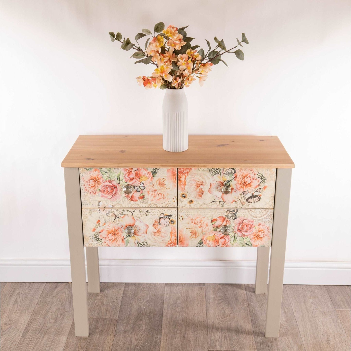 Vintage Pine Decoupage Console Table