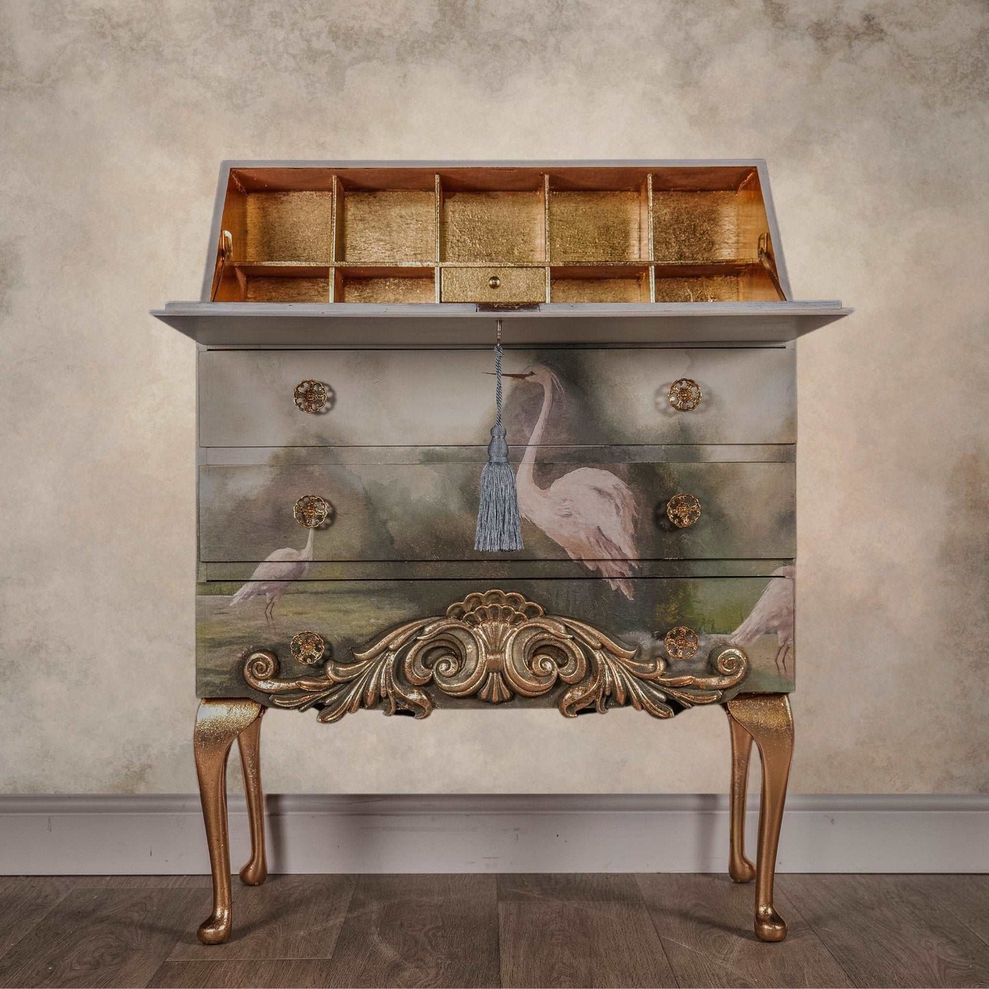 Vintage Decoupage & Gold Bureau