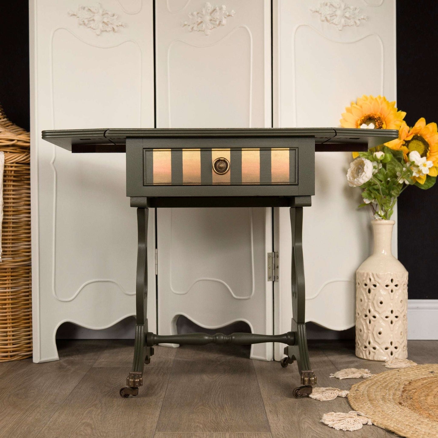 Upcycled Regency Style Drop Leaf Side Table