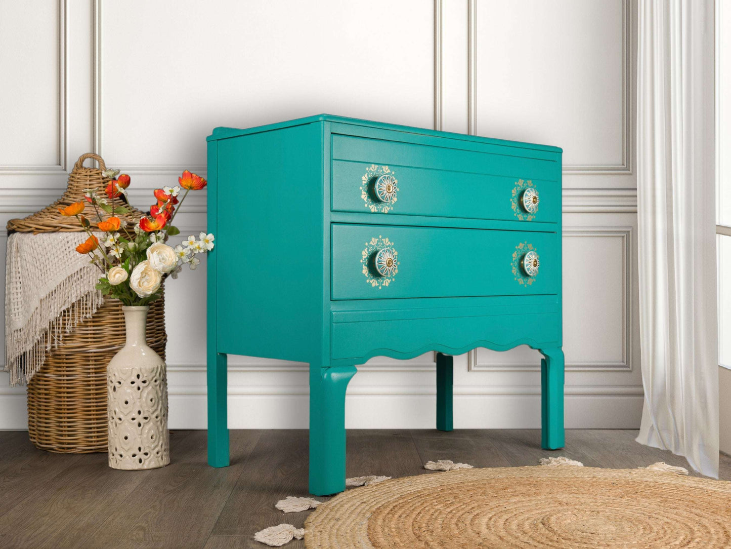 Vintage Upcycled MCM Mid Century Lebus Chest of Drawers