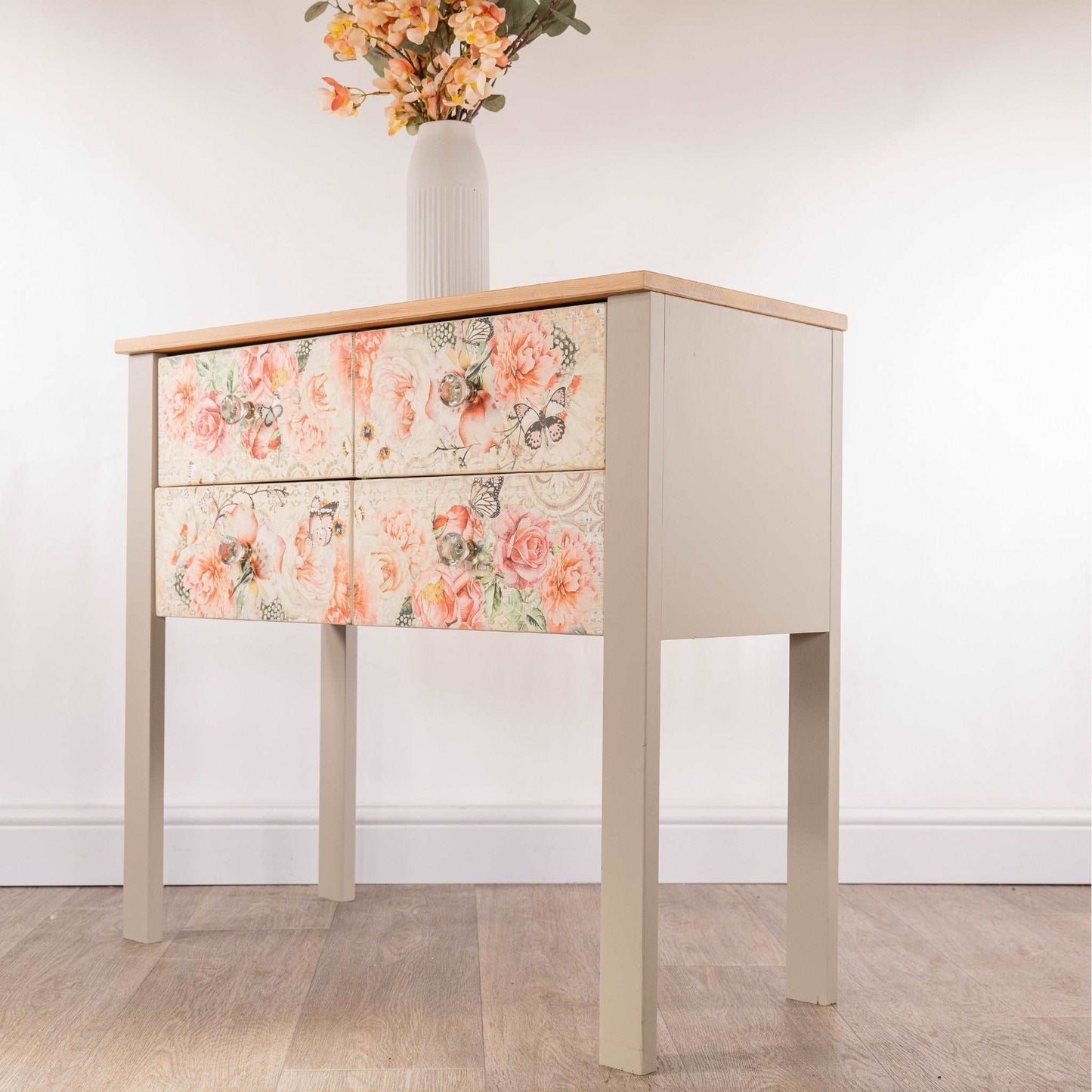 Vintage Pine Decoupage Console Table