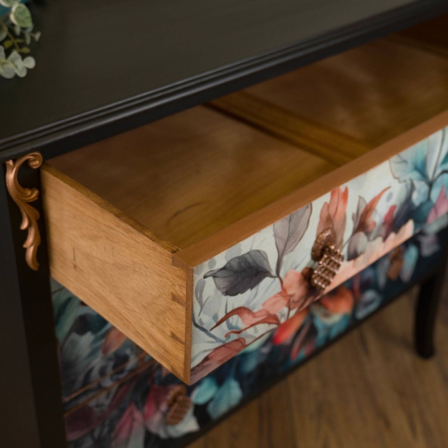 Vintage Upcycled Floral Decoupage Painted Chest of Drawers