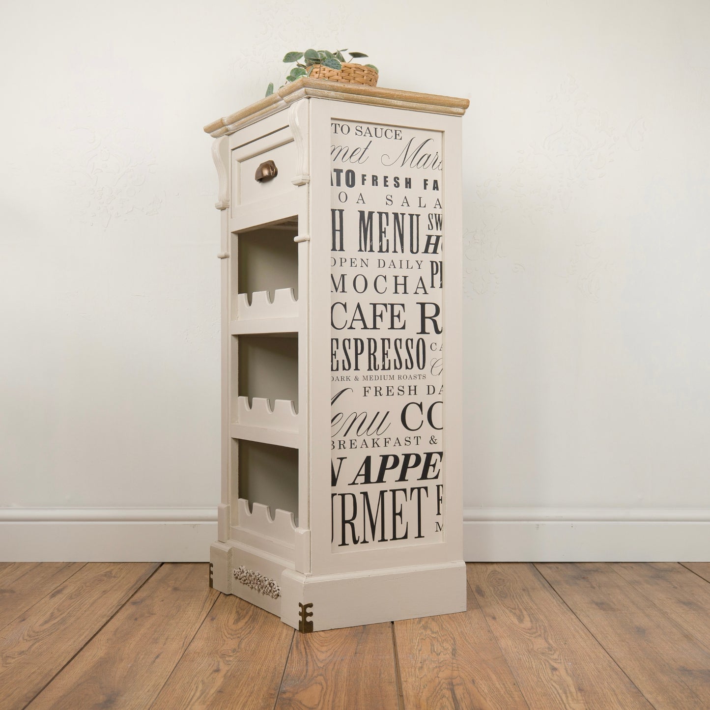 Upcycled Vintage Wine Rack Cabinet | Neutral Café Style Painted Furniture