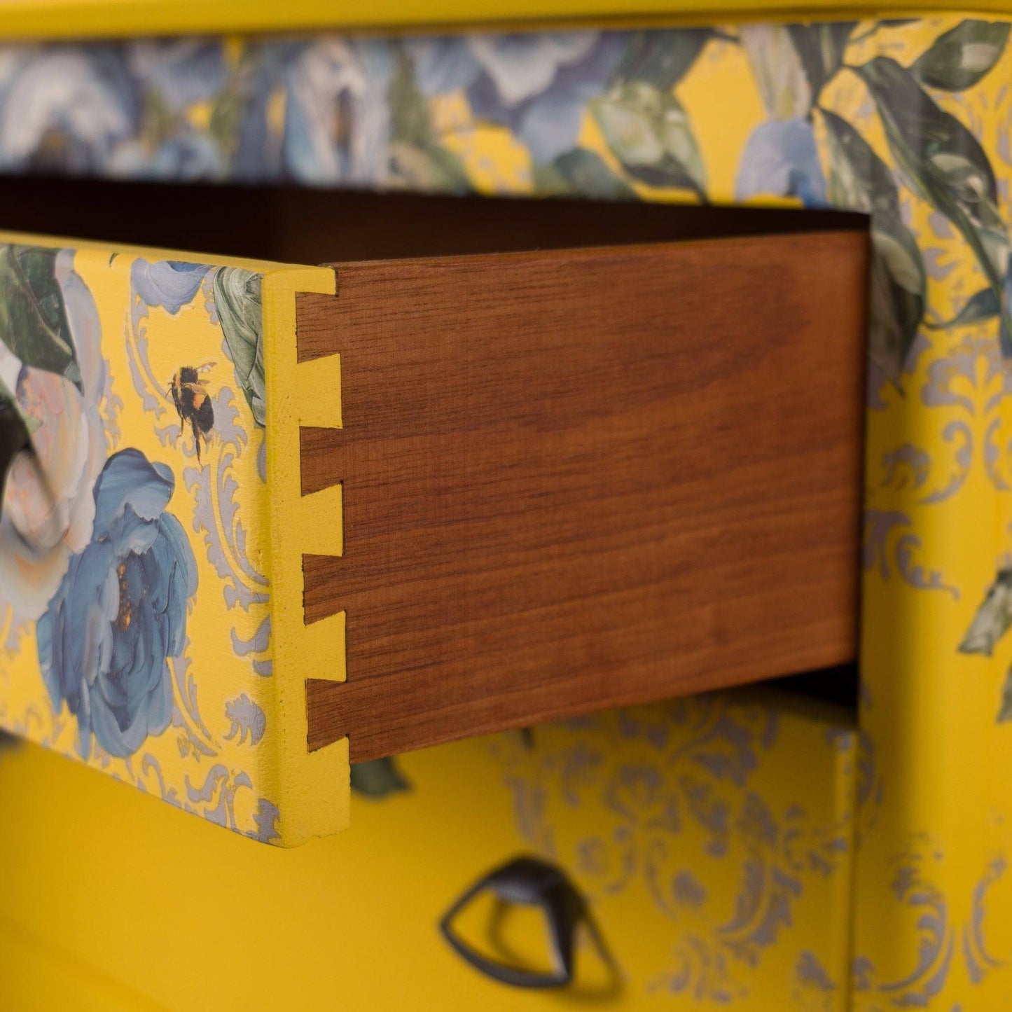 Vintage Upcycled Lebus Small Yellow Chest of Drawers