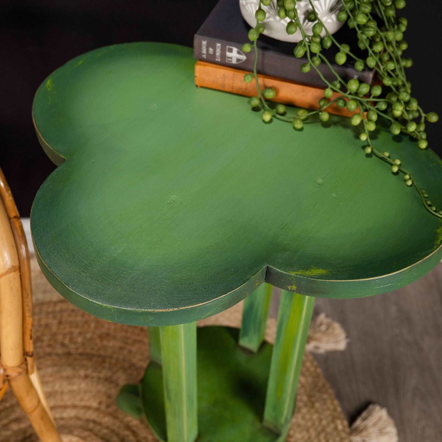 Rustic Green Plant Table Side Table