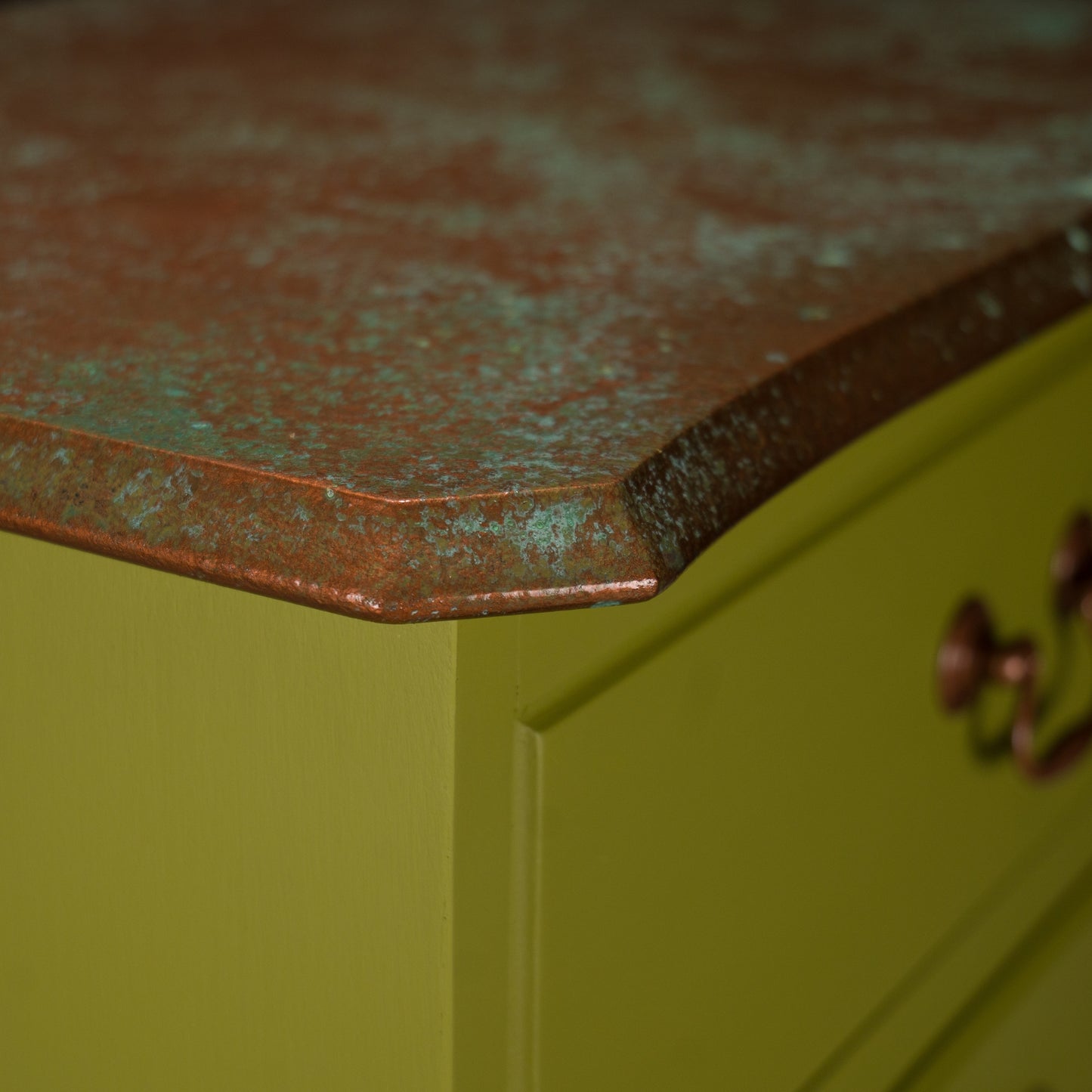 Vintage Upcycled Painted Green and Copper Chest of Drawers