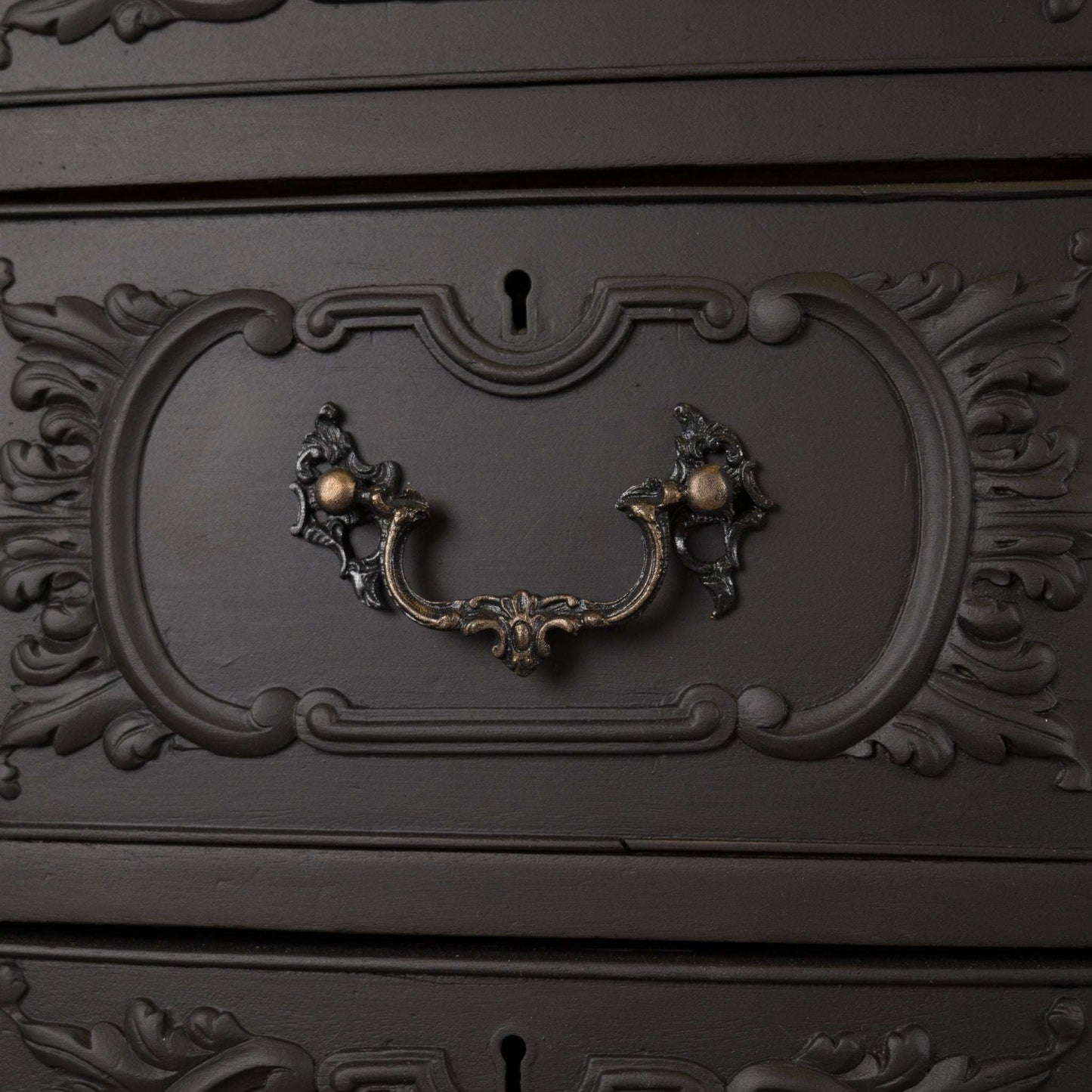 Antique Painted Solid Wood Ornate Carved Desk