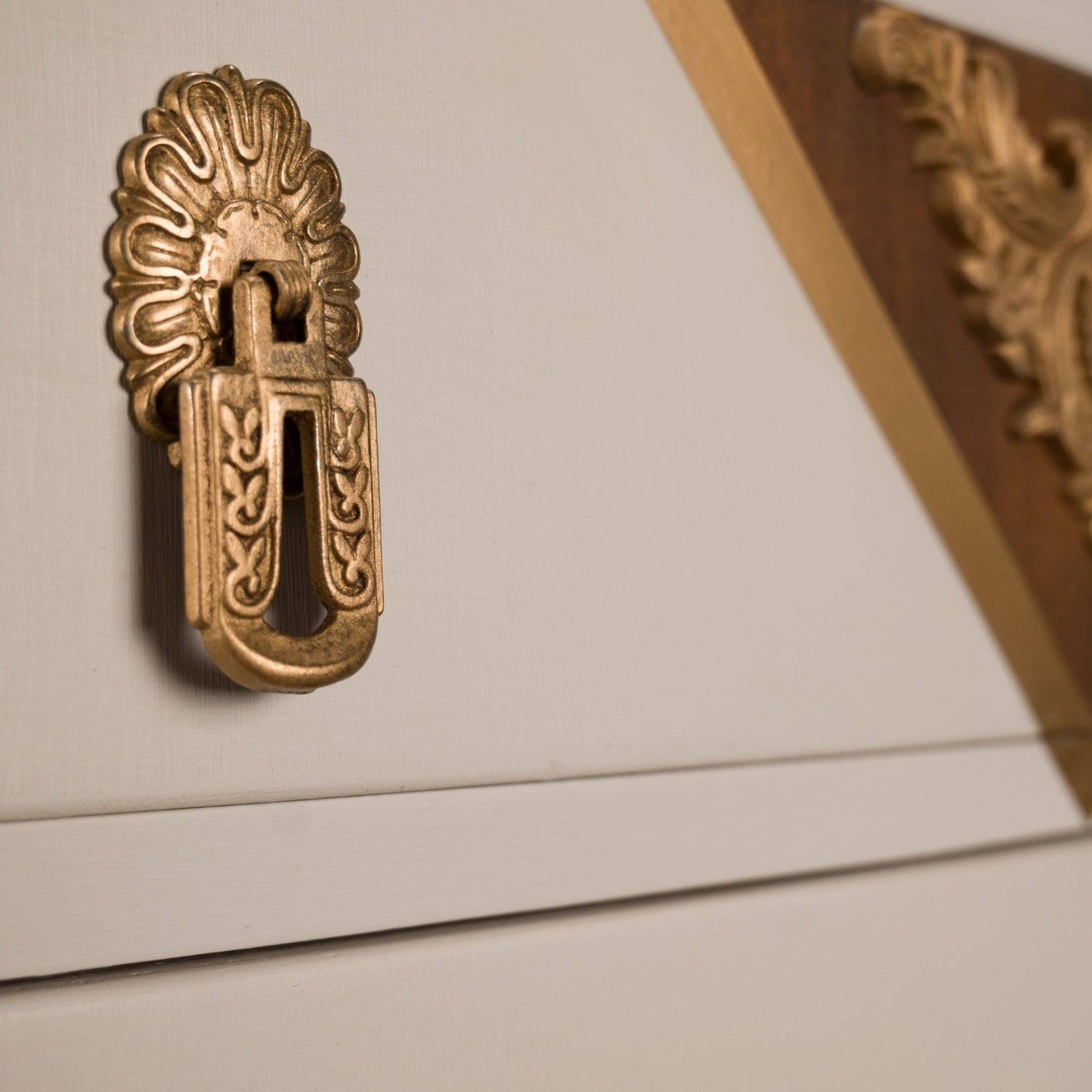 Vintage Upcycled B&E Chest of Drawers Cream Gold