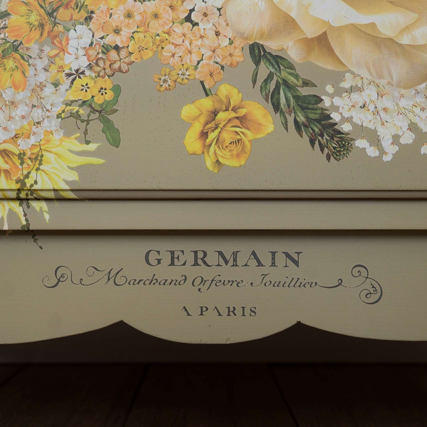 Vintage Upcycled Oak Chest of Drawers - Botanical Bee & Floral