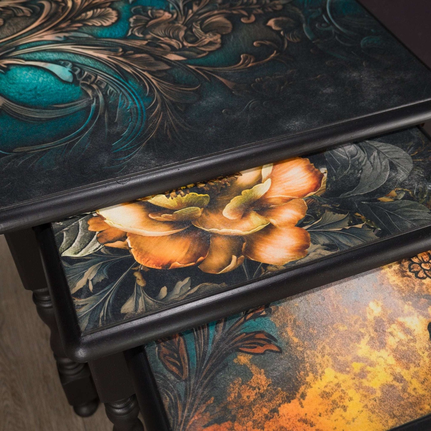 Vintage Upcycled Solid Pine Decoupaged Nesting Tables