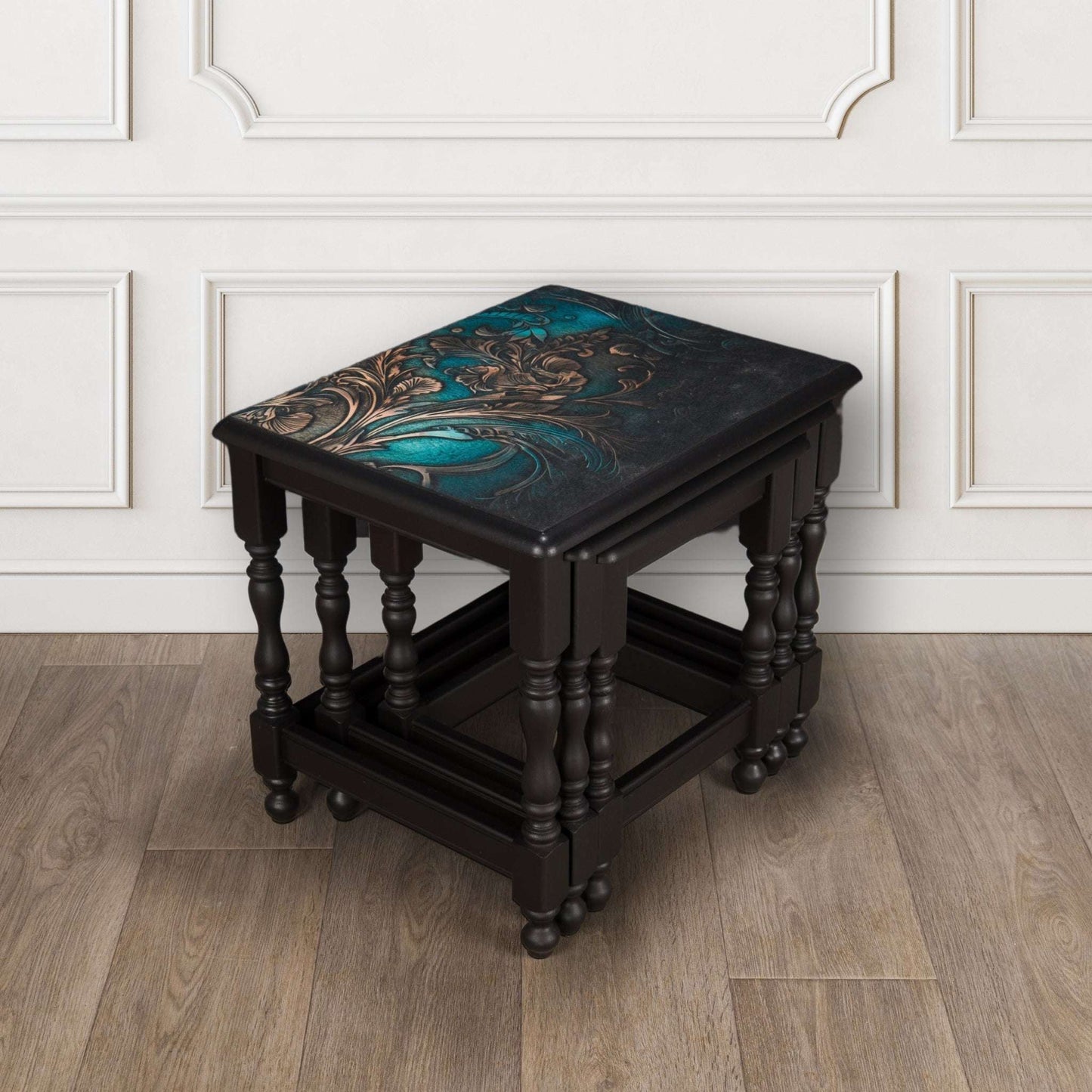 Vintage Upcycled Solid Pine Decoupaged Nesting Tables