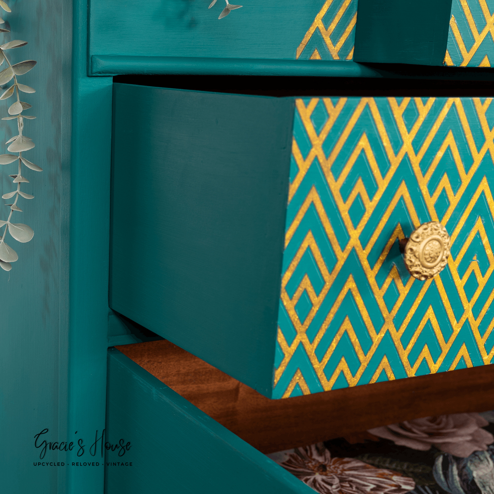 Turquoise Mid Century Chest of Drawers