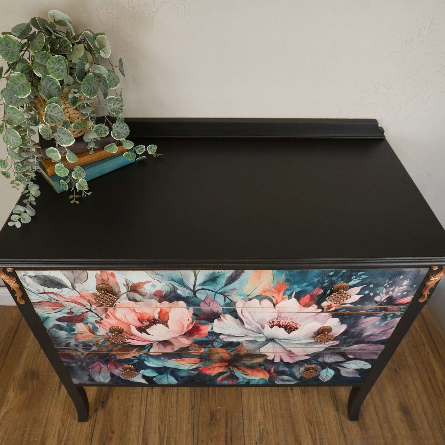 Vintage Upcycled Floral Decoupage Painted Chest of Drawers