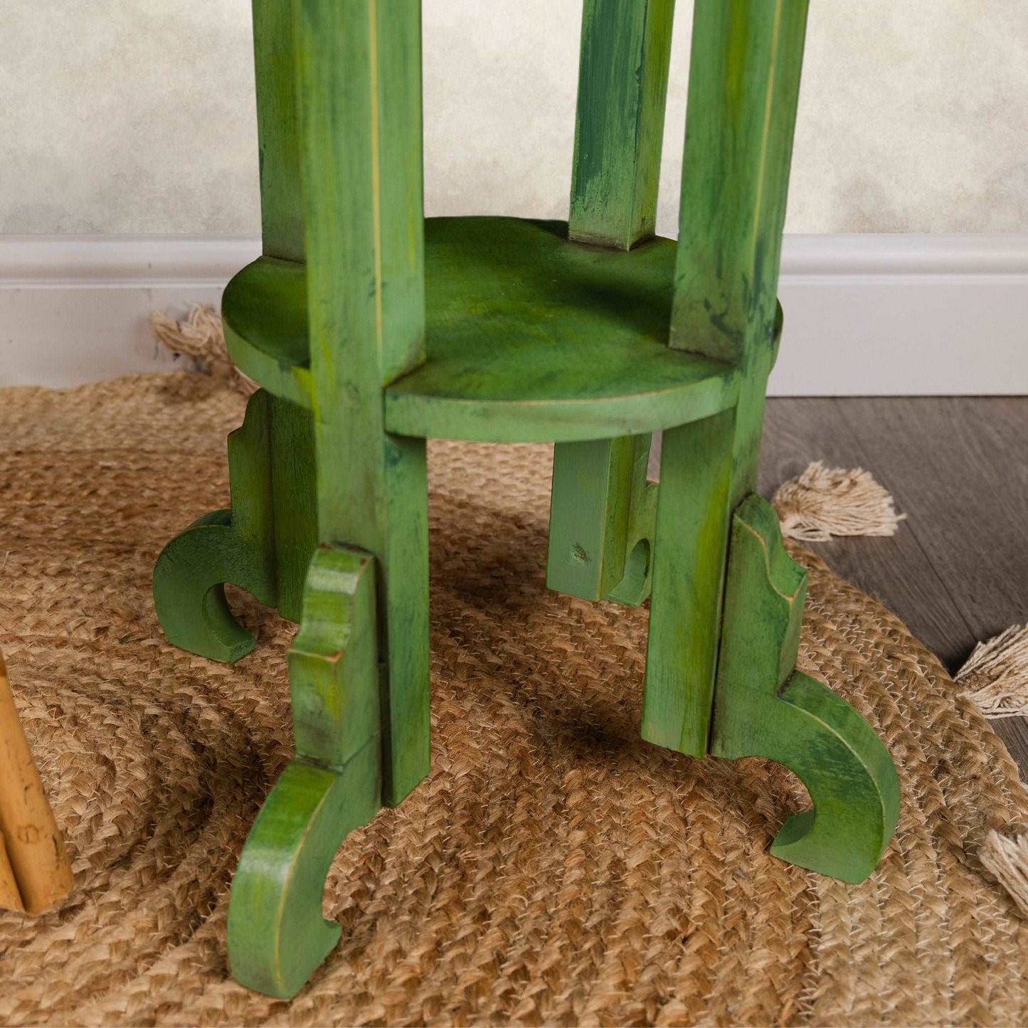 Rustic Green Plant Table Side Table