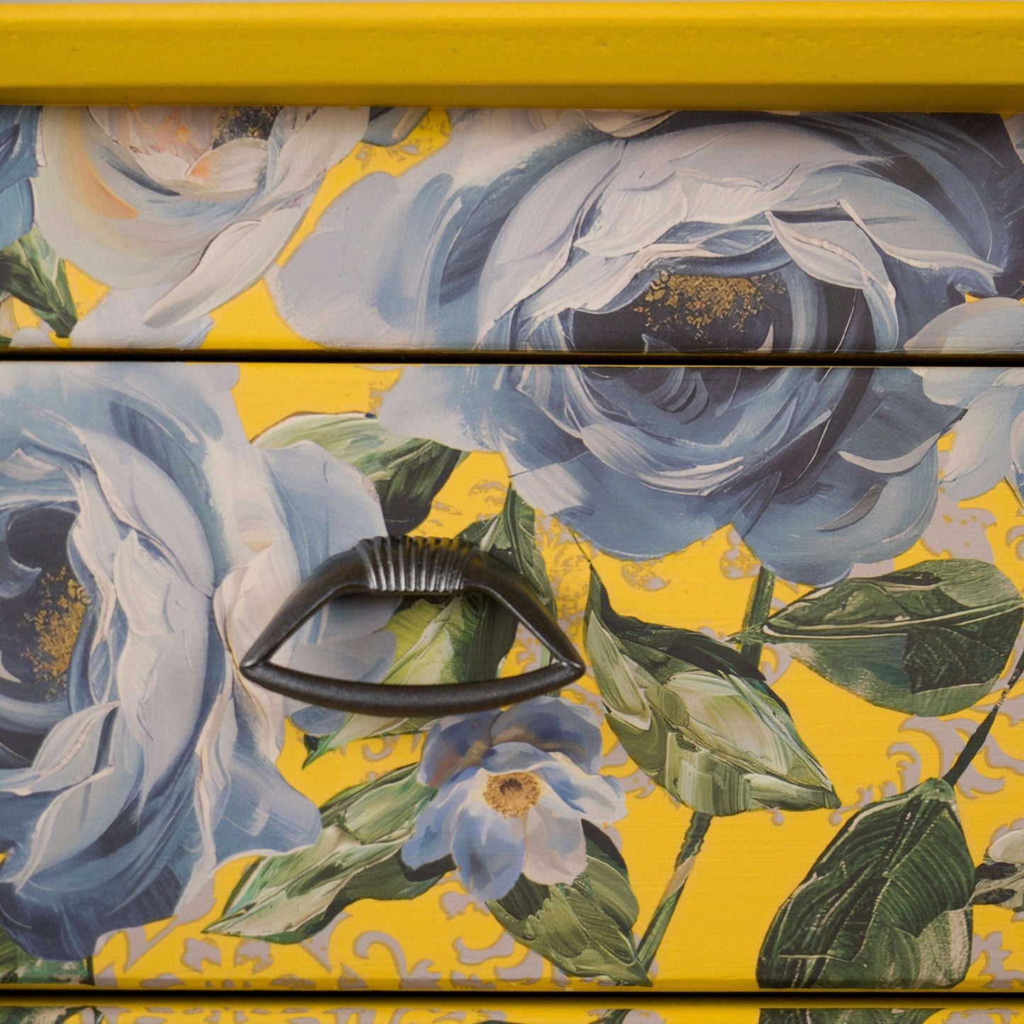 Vintage Upcycled Lebus Small Yellow Chest of Drawers