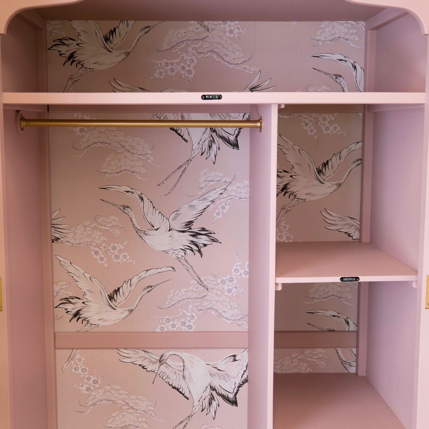 Vintage Upcycled Pink Wardrobe | Hand-Painted Armoire with WoodUbend Details | Elegant Nursery or Bedroom Storage