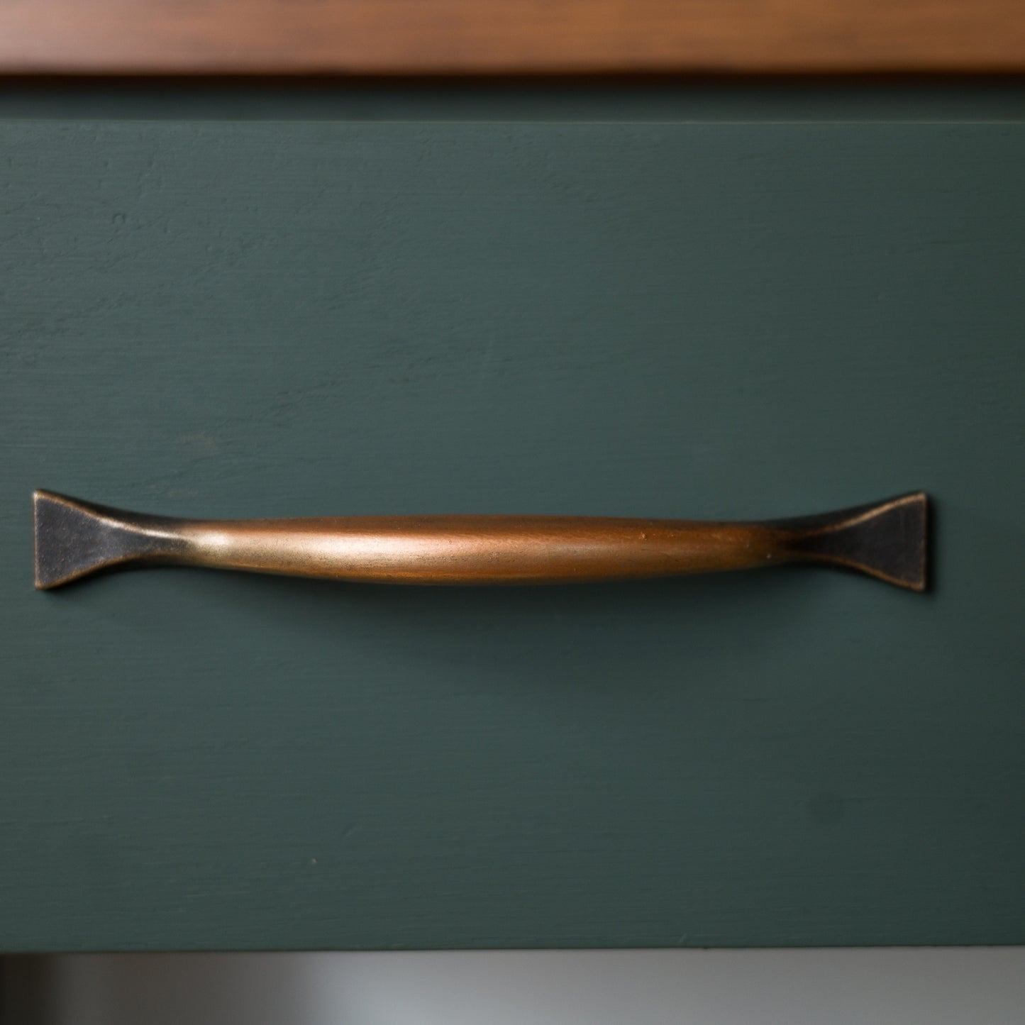 Upcycled Oak Console Table | Botanical Floral Design | Green Painted Console with Drawers