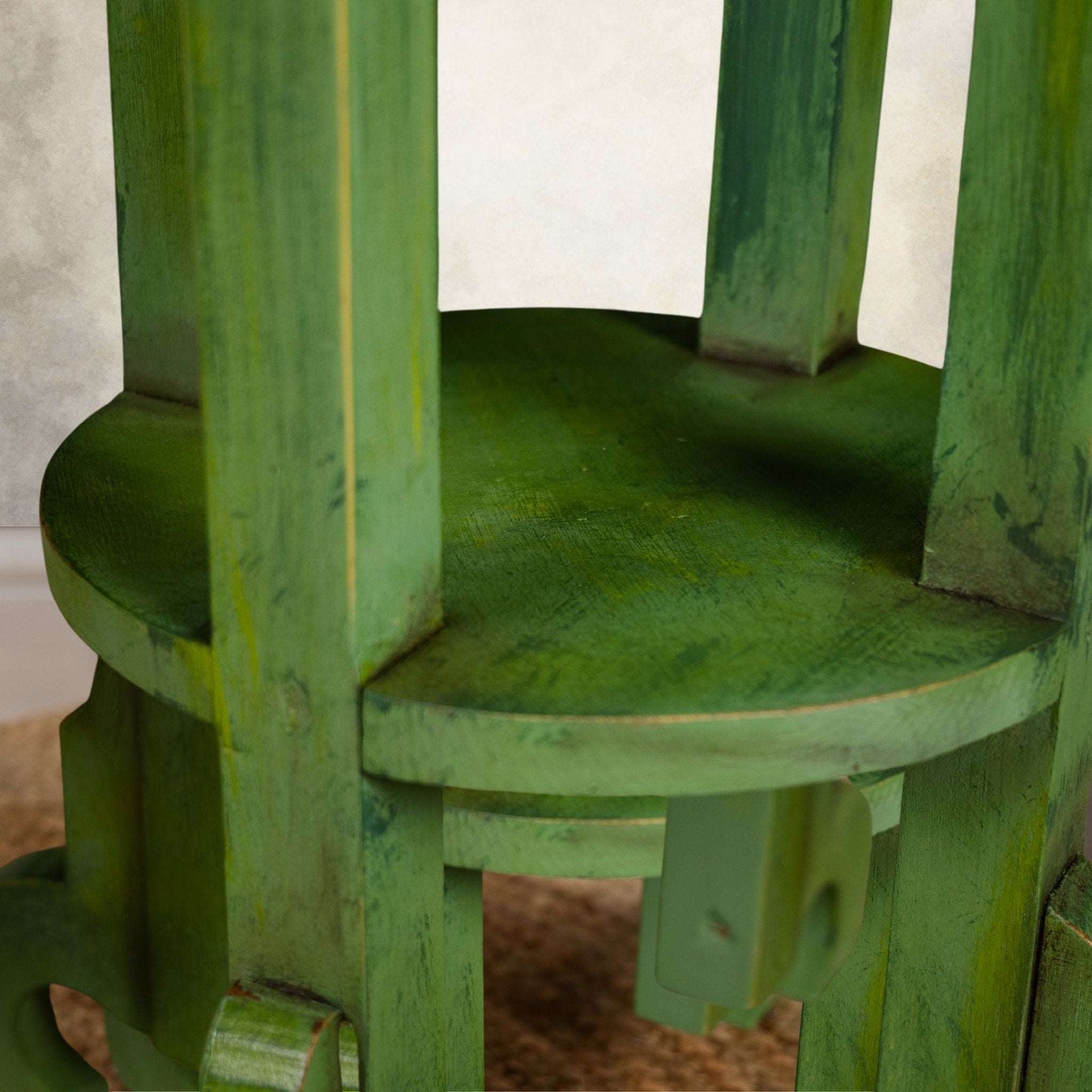 Rustic Green Plant Table Side Table