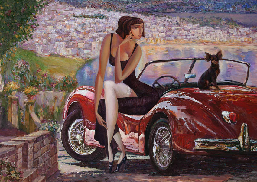 Lady in Red Car