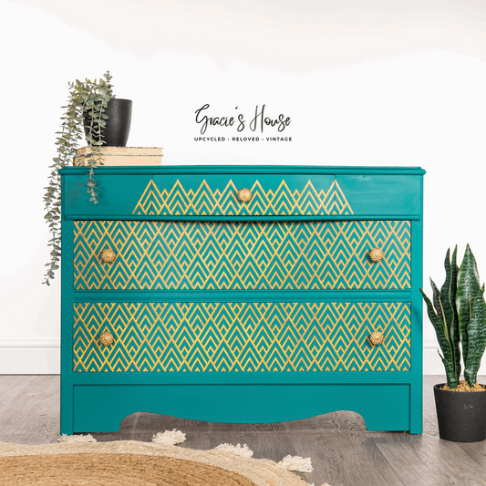 Turquoise Mid Century Chest of Drawers