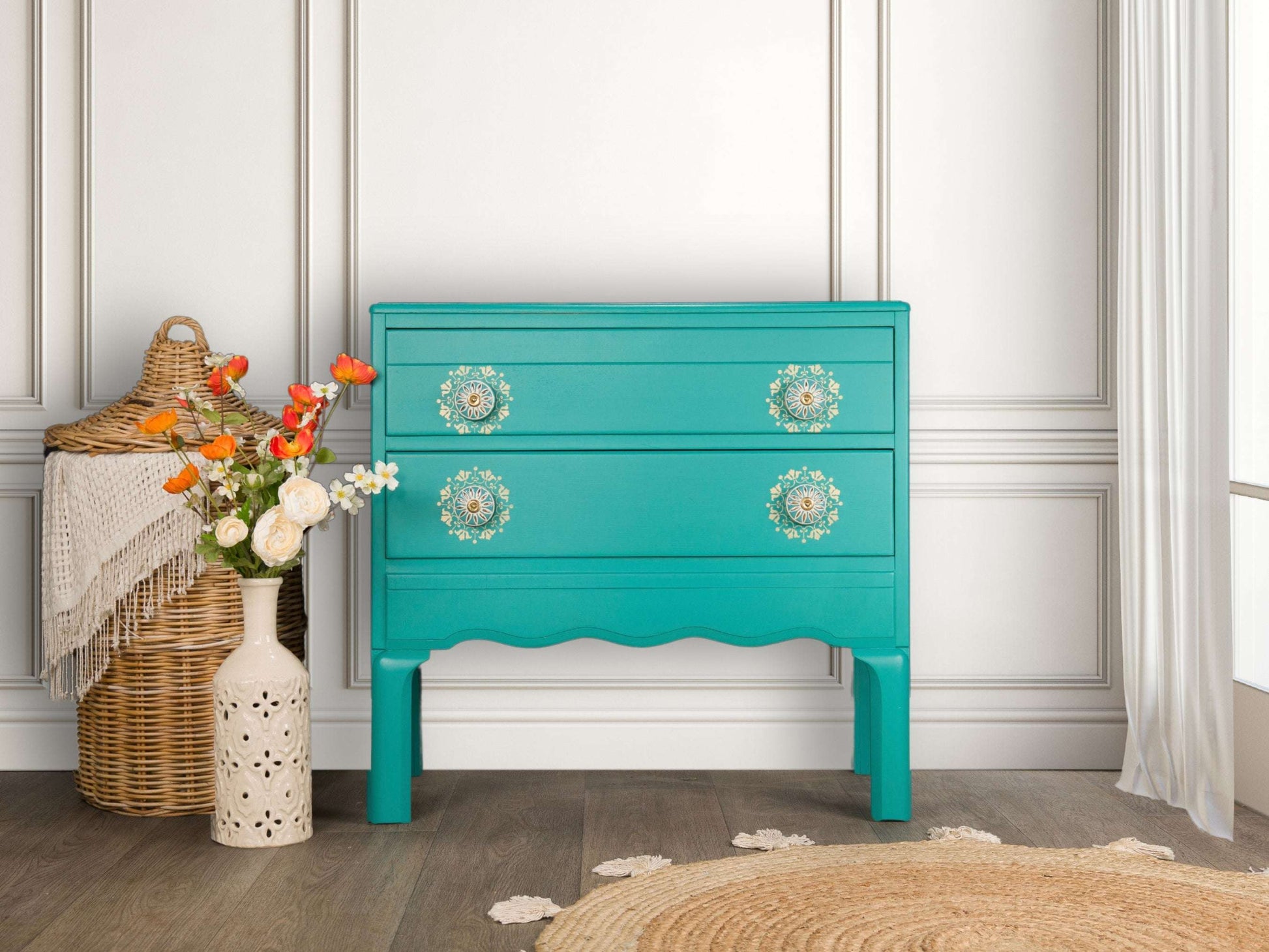 Vintage Upcycled MCM Mid Century Lebus Chest of Drawers