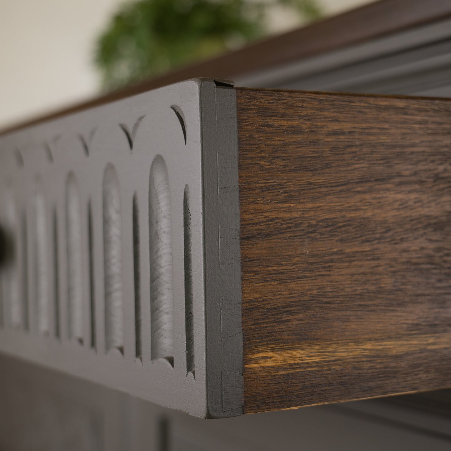 Vintage Oak Upcycled Grey Hand-Painted Sideboard