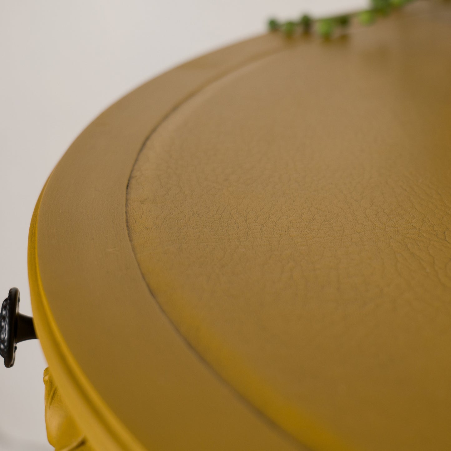 Bold Mustard Demi-Lune Table – Upcycled Vintage Half-Moon Console