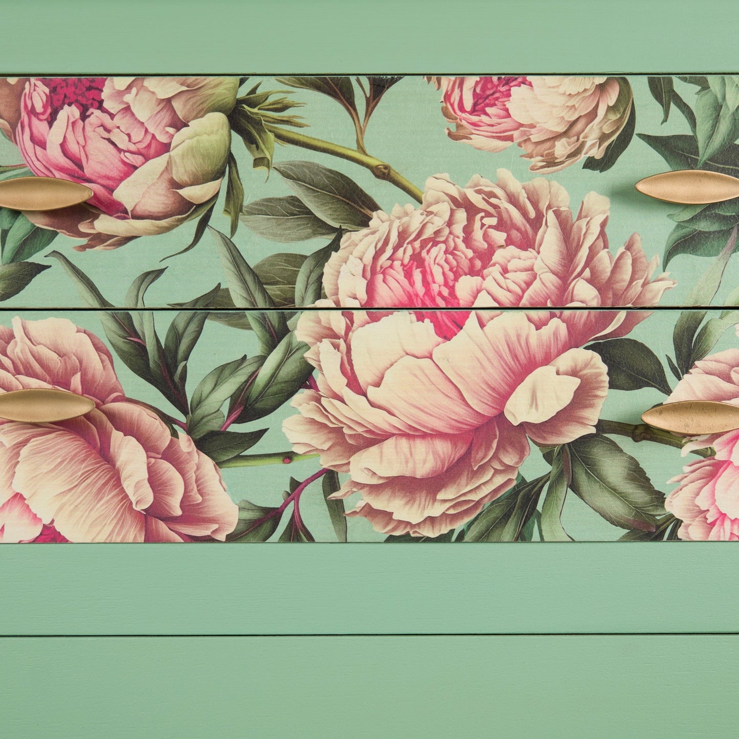Hand-Painted Vintage Chest of Drawers | Mint Green & Floral Design | Upcycled Furniture