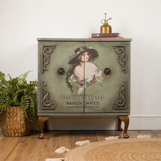 Vintage Cabinet | Hand-Painted Marion Davies Media Stand | Upcycled Furniture