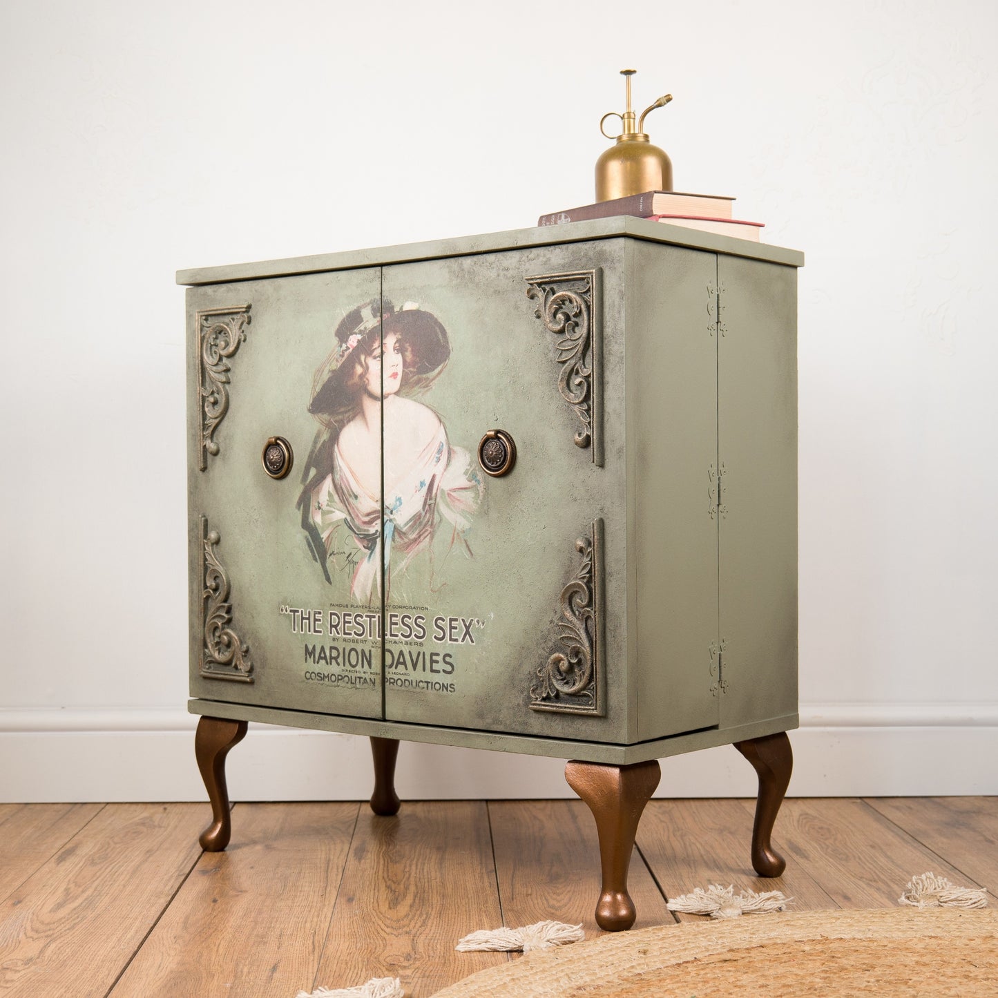 Vintage Cabinet | Hand-Painted Marion Davies Media Stand | Upcycled Furniture