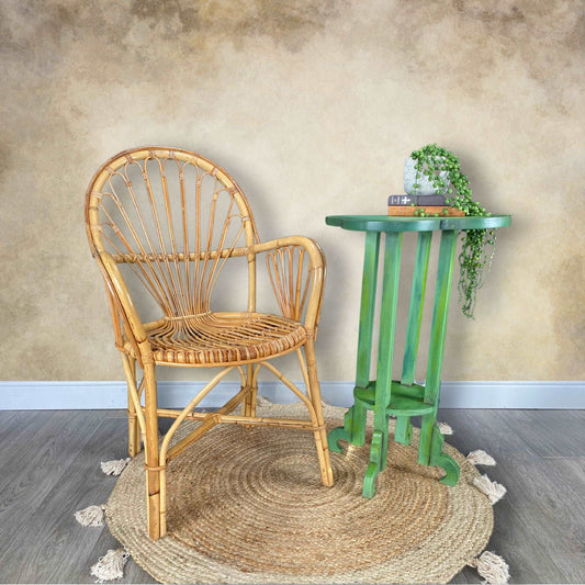 Rustic Green Plant Table Side Table