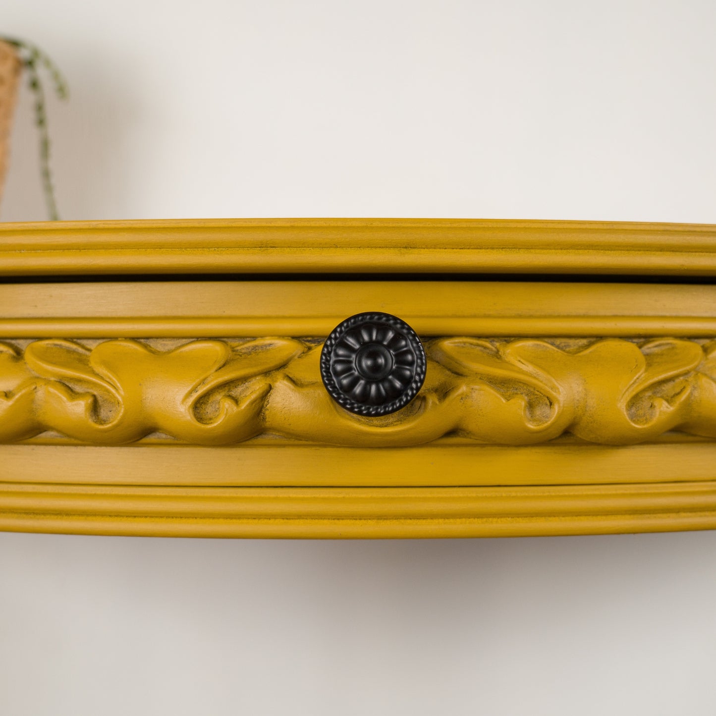 Bold Mustard Demi-Lune Table – Upcycled Vintage Half-Moon Console