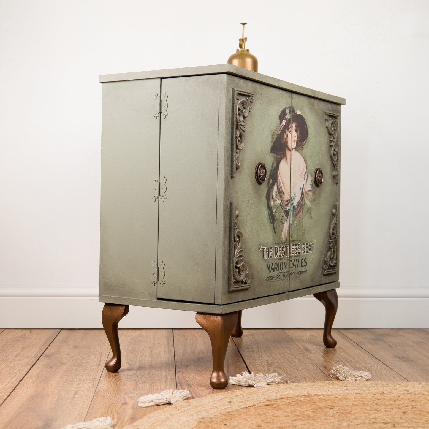 Vintage Cabinet | Hand-Painted Marion Davies Media Stand | Upcycled Furniture