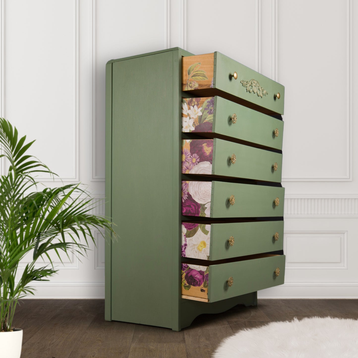 Upcycled Vintage Painted Tallboy Chest of Drawers
