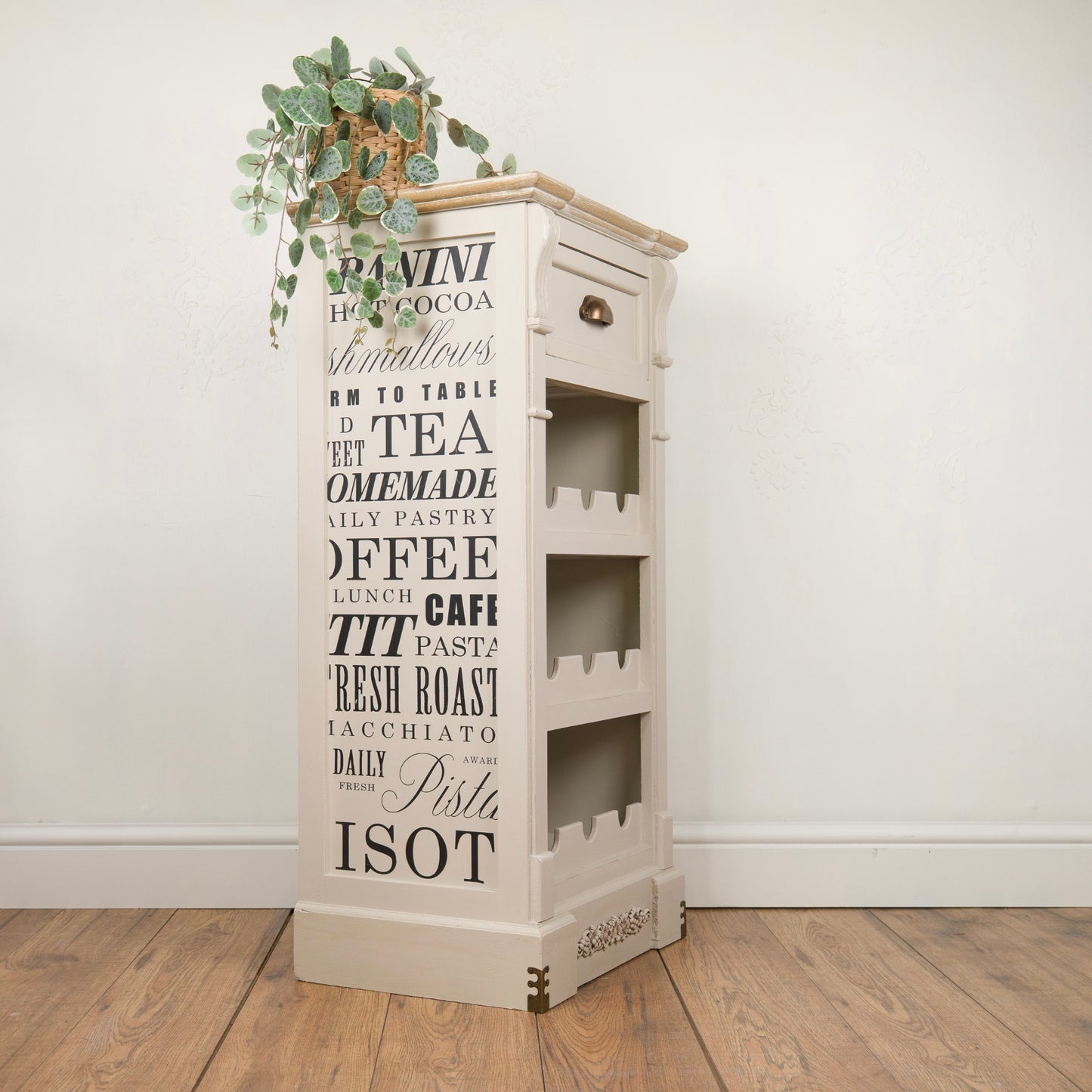 Upcycled Vintage Wine Rack Cabinet | Neutral Café Style Painted Furniture