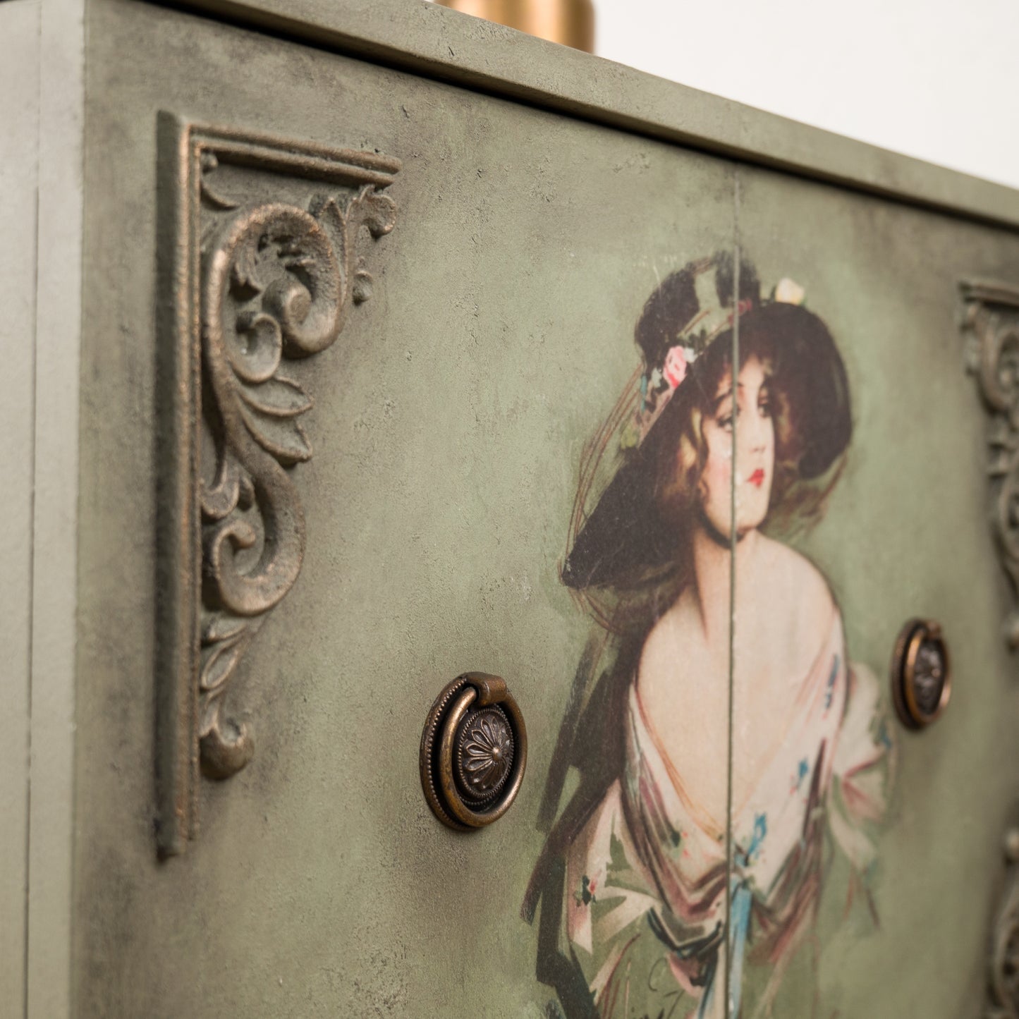 Vintage Cabinet | Hand-Painted Marion Davies Media Stand | Upcycled Furniture