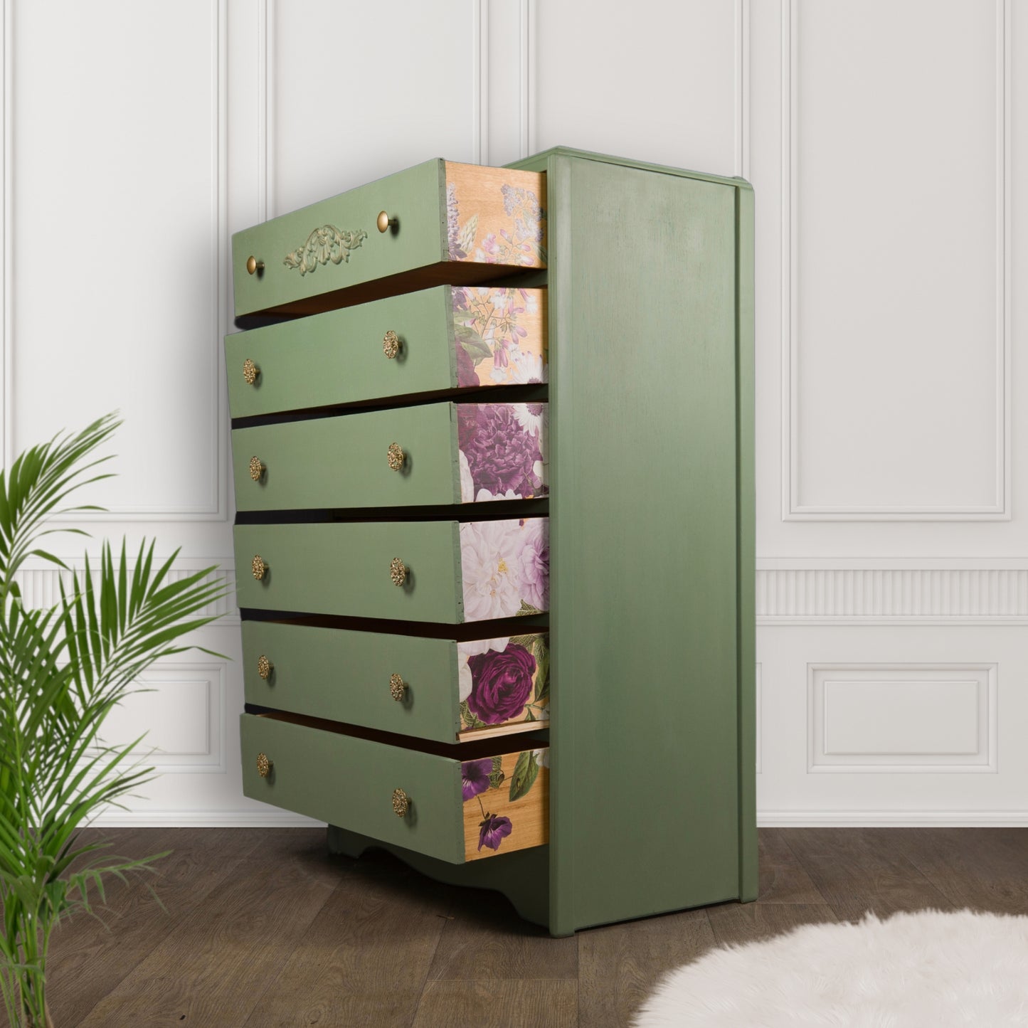 Upcycled Vintage Painted Tallboy Chest of Drawers