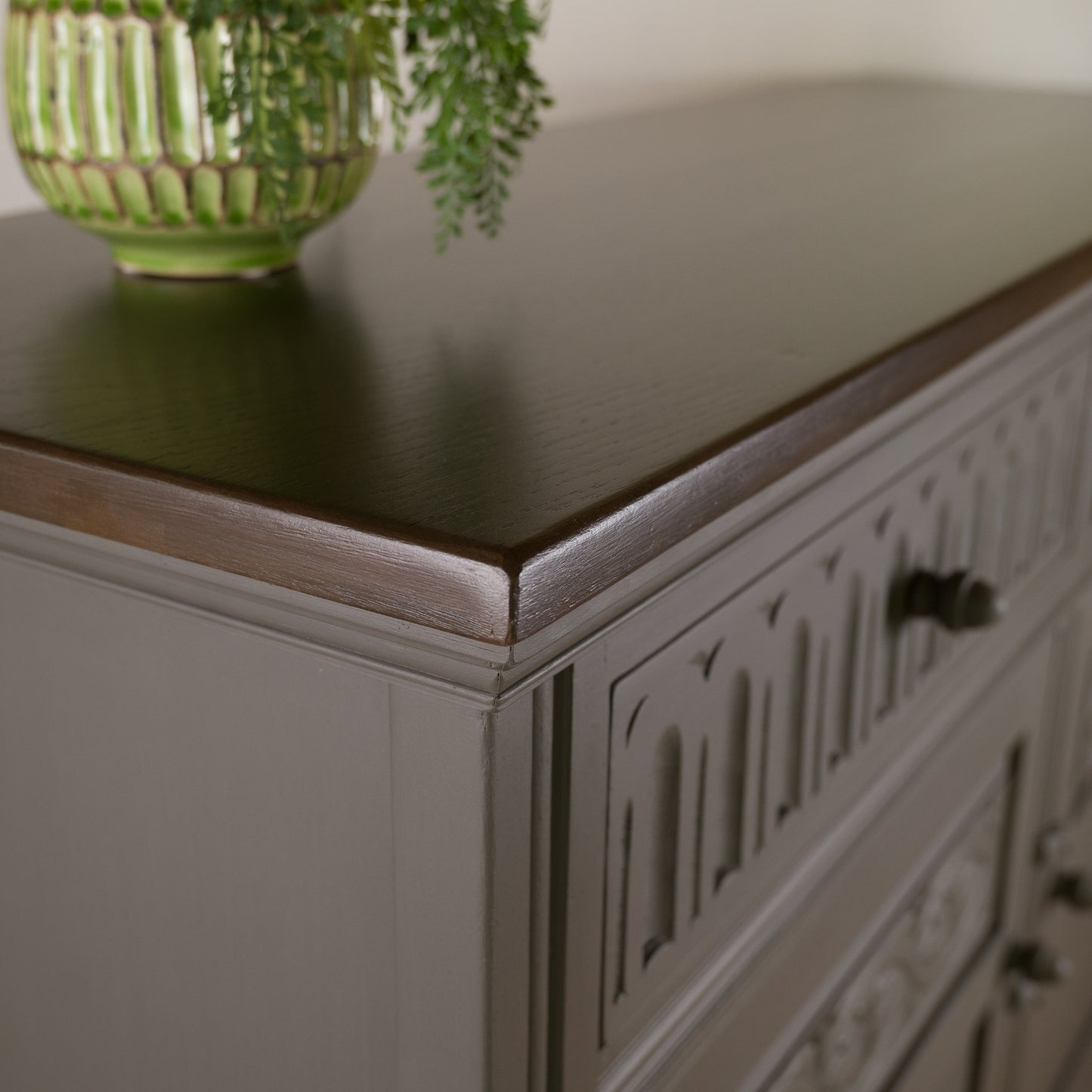 Vintage Oak Upcycled Grey Hand-Painted Sideboard