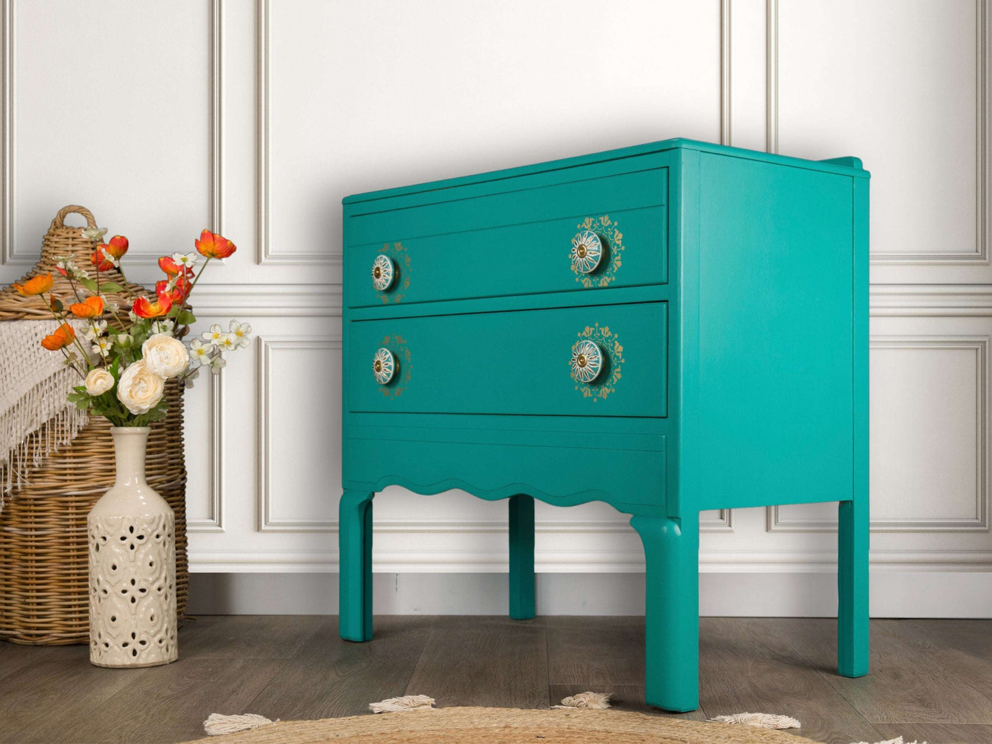 Vintage Upcycled MCM Mid Century Lebus Chest of Drawers