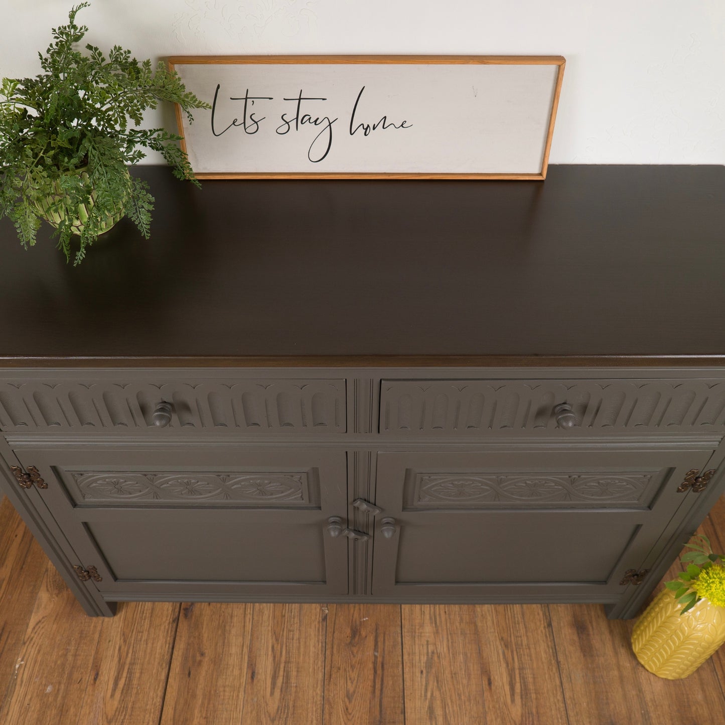 Vintage Oak Upcycled Grey Hand-Painted Sideboard